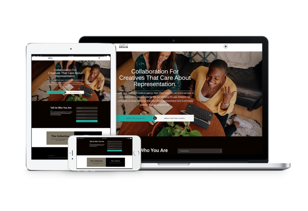 Loupe and Grain website on multiple devices
